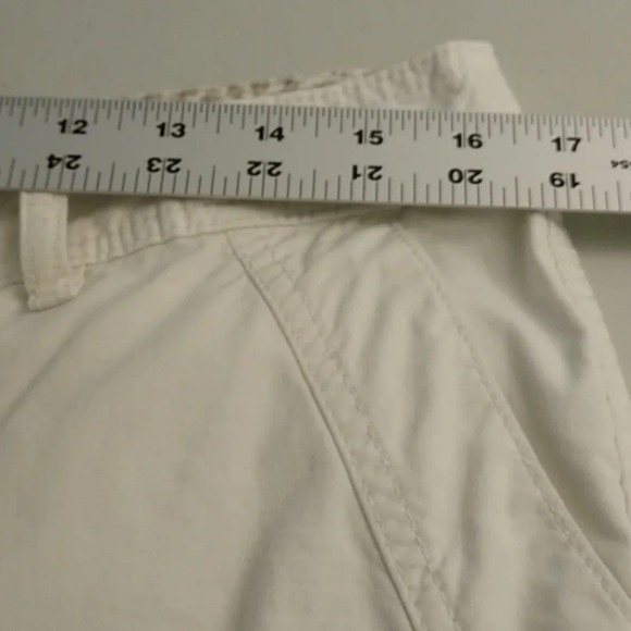 EDDIE BAUER WHITE COTTON STRETCH CARGO CROPPED PANTS DRAWSTRING LEG - Picture 5 of 8
